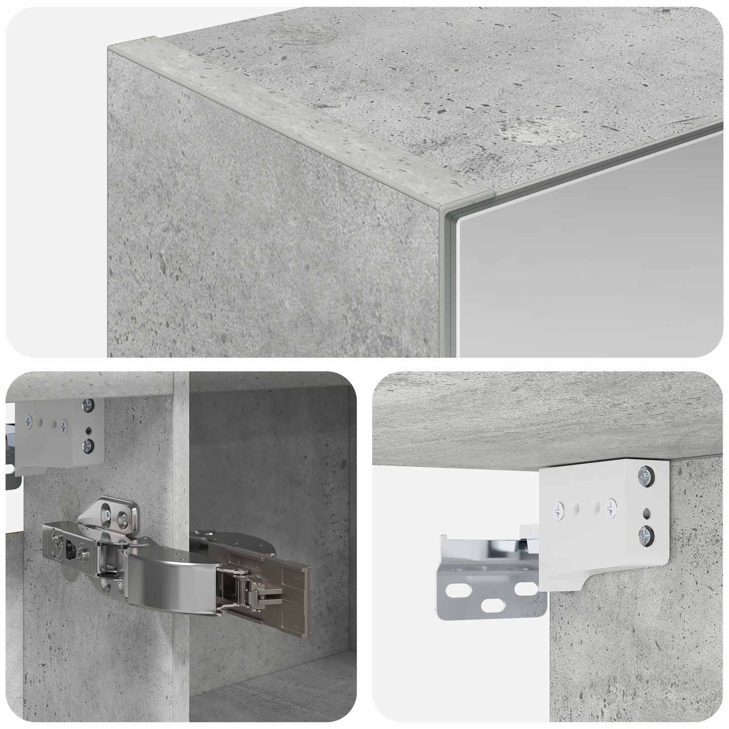 Bathroom Mirror Cabinet Concrete Grey 100 x 14.5 x 70 cm