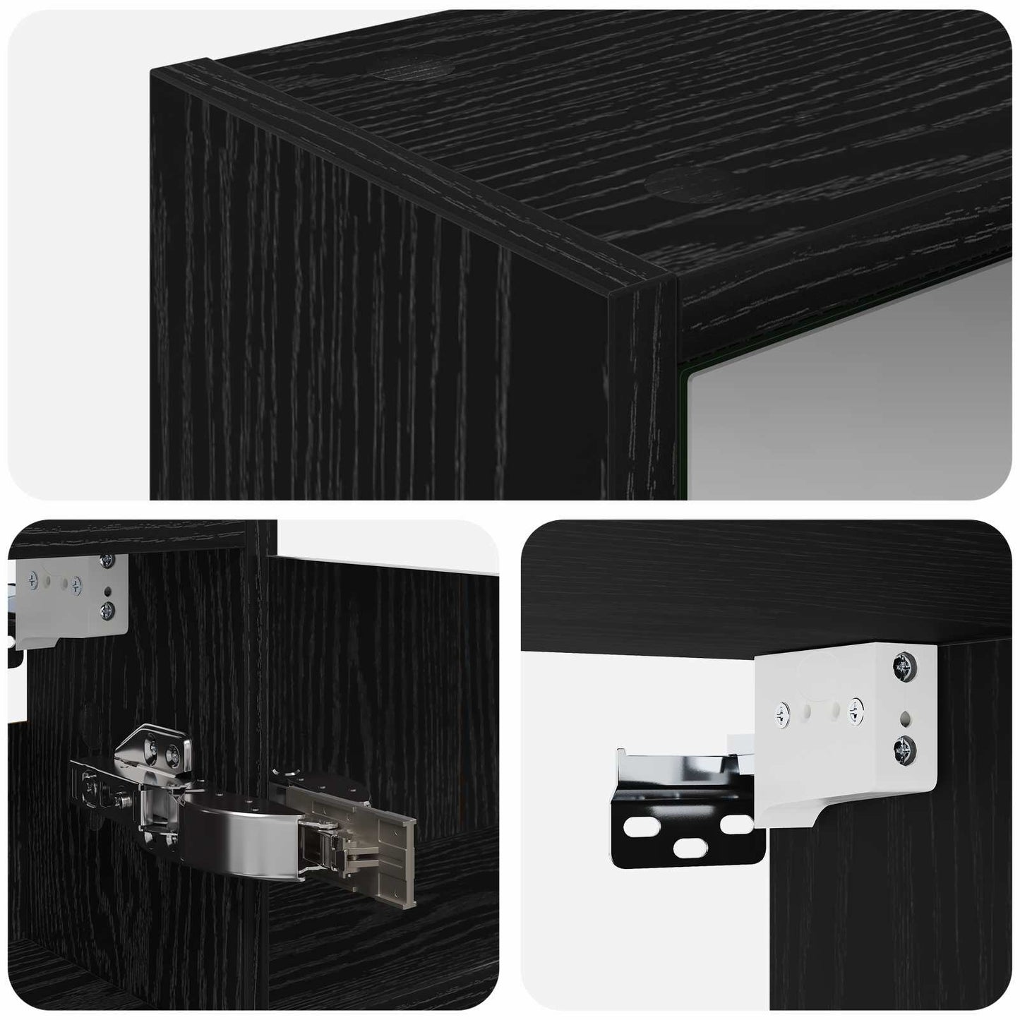 Bathroom Mirror Cabinet Black Oak 43 x 16 x 62.5 cm