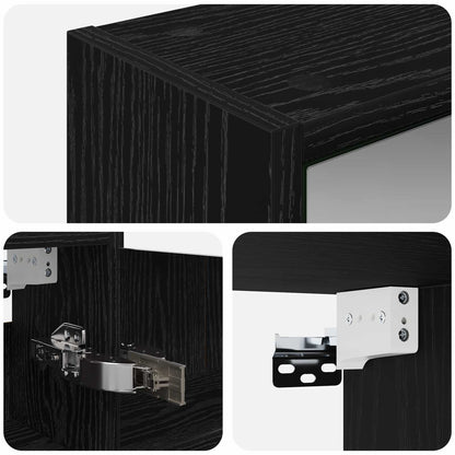 Bathroom Mirror Cabinet Black Oak 43 x 16 x 62.5 cm