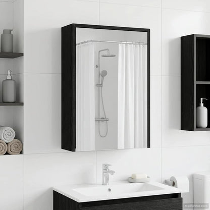 Bathroom Mirror Cabinet Black Oak 43 x 16 x 62.5 cm