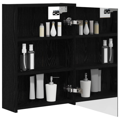 Bathroom Mirror Cabinet Black Oak 43 x 16 x 62.5 cm