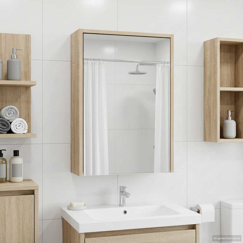 Bathroom Mirror Cabinet Sonoma Oak 43 x 16 x 62.5 cm