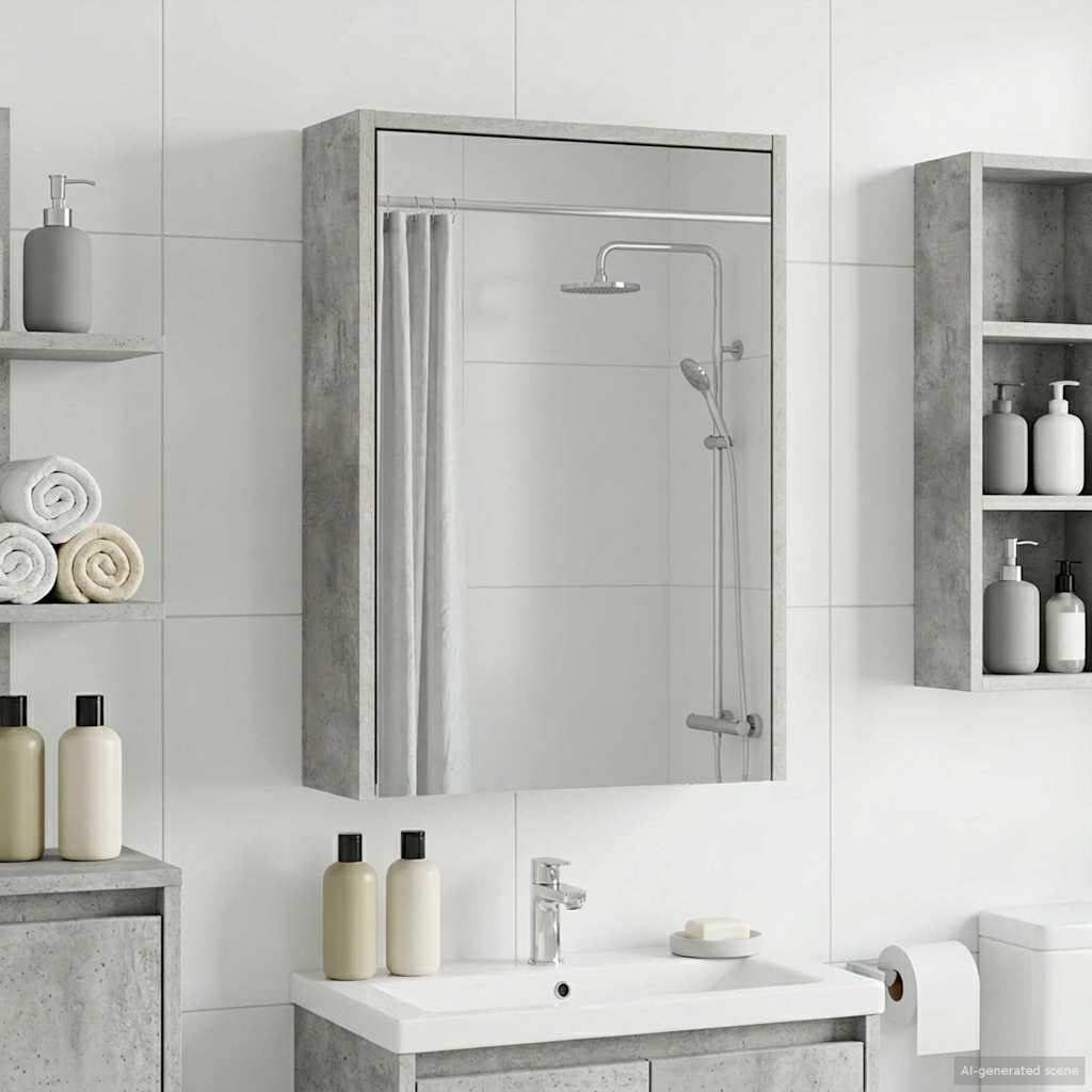 Bathroom Mirror Cabinet Concrete Grey 43 x 16 x 62.5 cm
