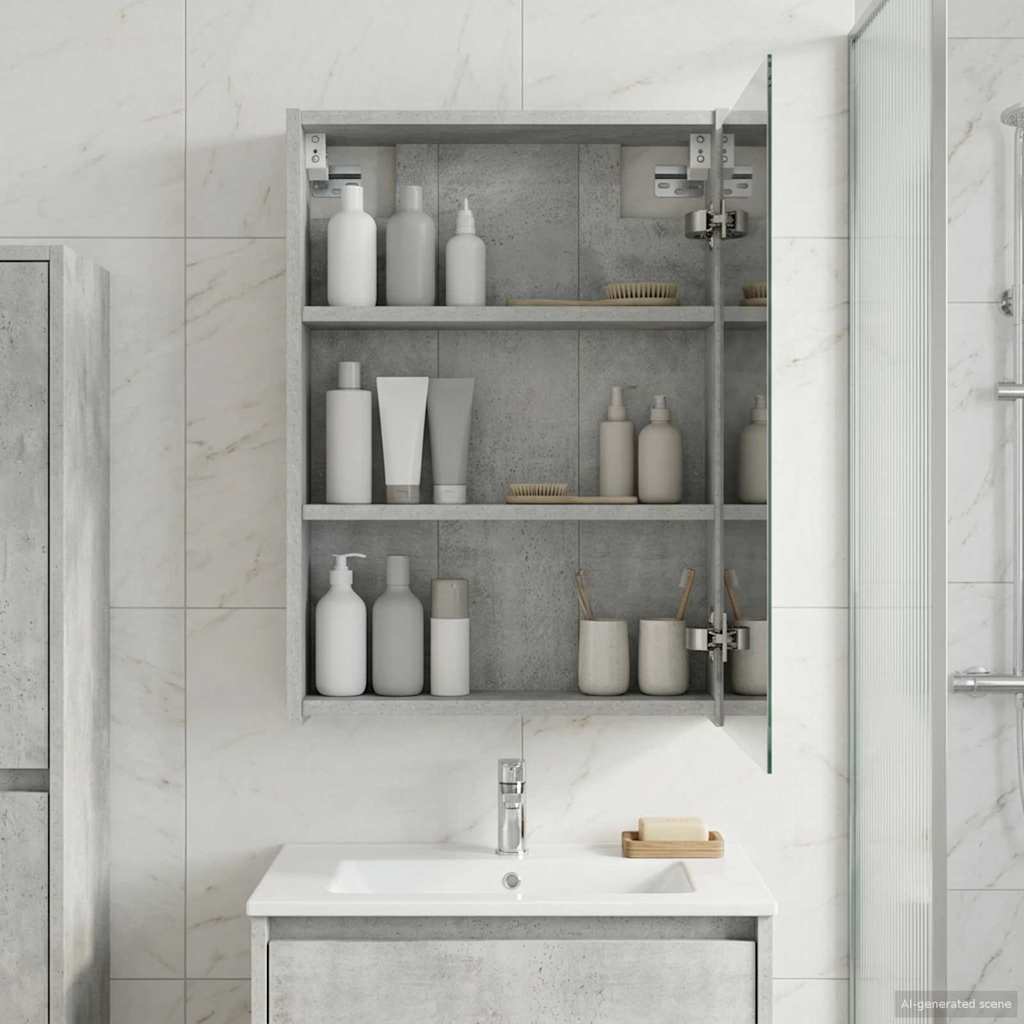 Bathroom Mirror Cabinet Concrete Grey 43 x 16 x 62.5 cm