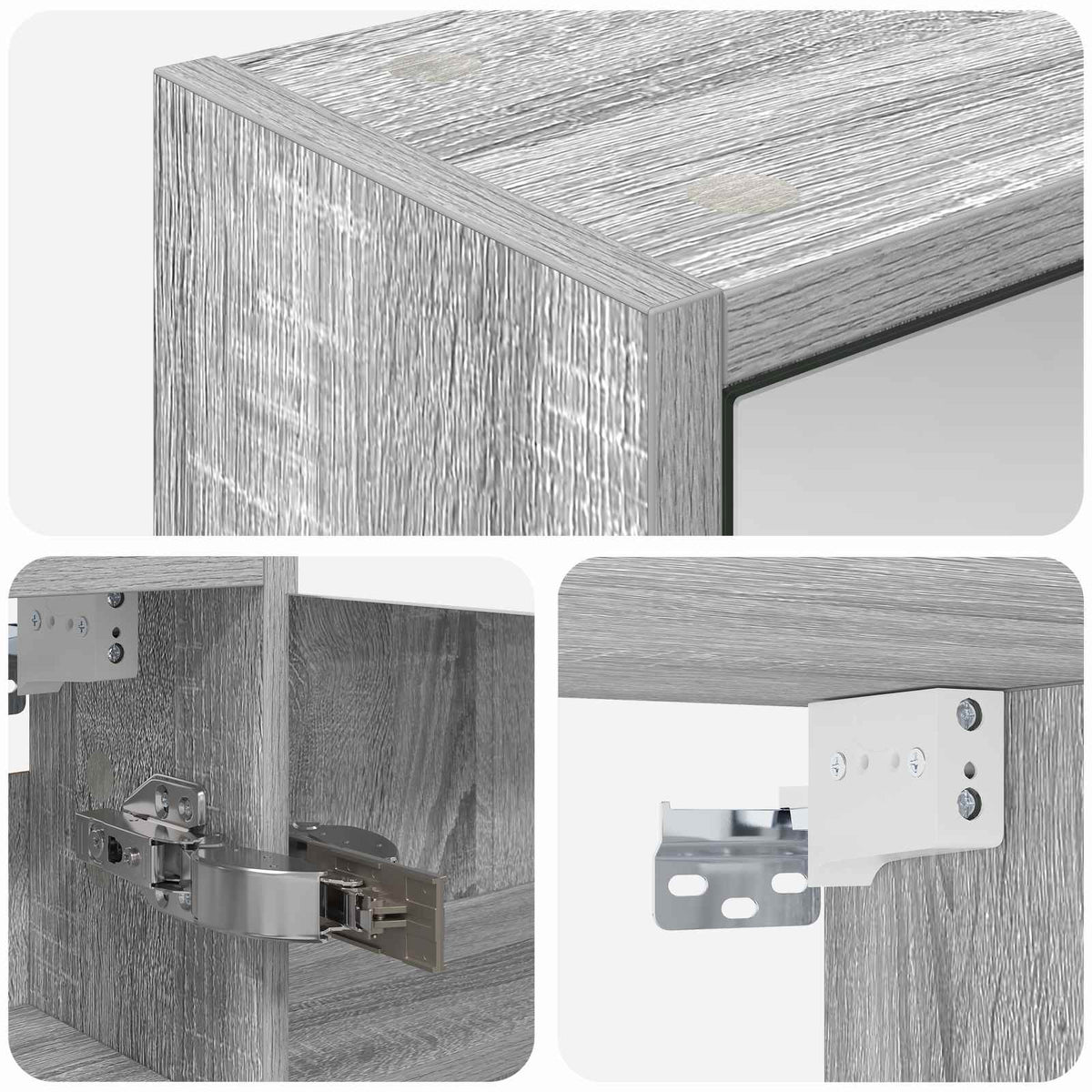 Bathroom Mirror Cabinet Grey Sonoma 43 x 16 x 62.5 cm