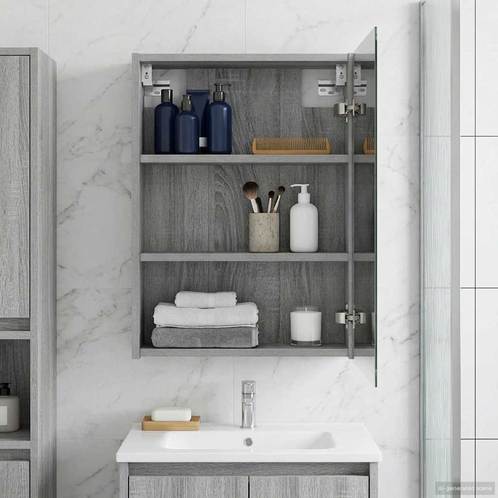 Bathroom Mirror Cabinet Grey Sonoma 43 x 16 x 62.5 cm