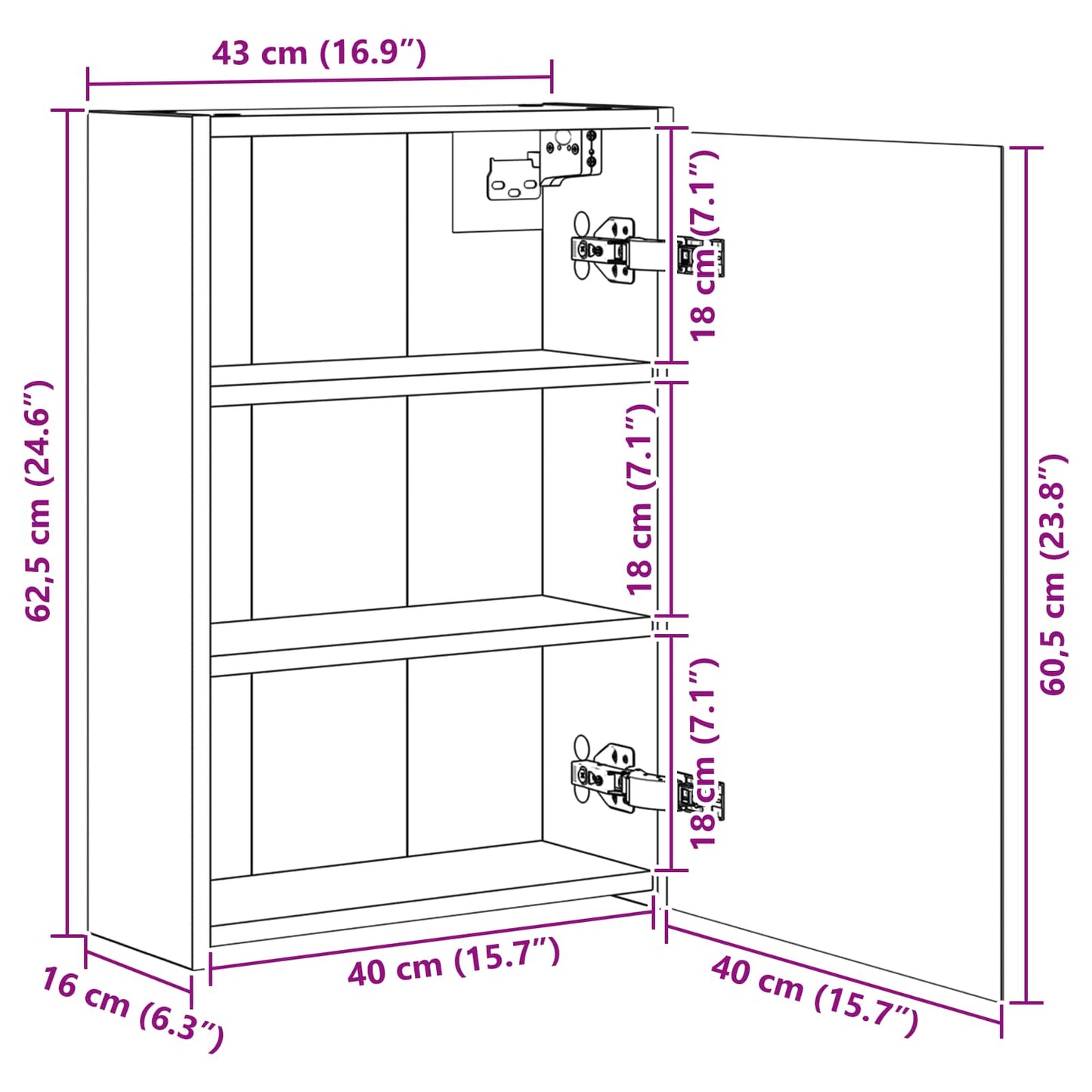 Bathroom Mirror Cabinet Old Wood 43 x 16 x 62.5 cm