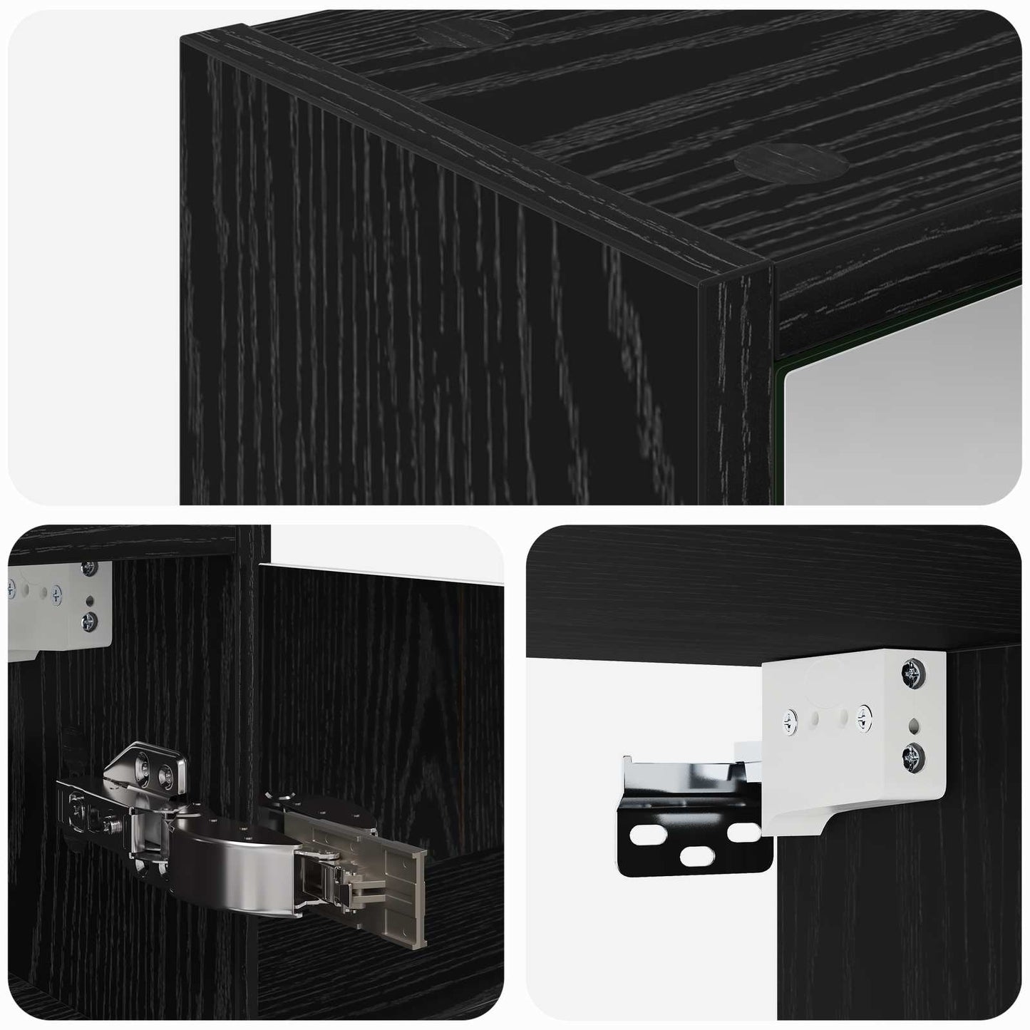 Bathroom Mirror Cabinet Black Oak 43 x 16 x 62.5 cm