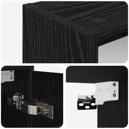 Bathroom Mirror Cabinet Black Oak 43 x 16 x 62.5 cm