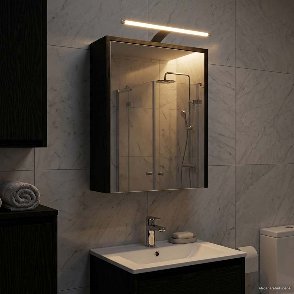 Bathroom Mirror Cabinet Black Oak 43 x 16 x 62.5 cm