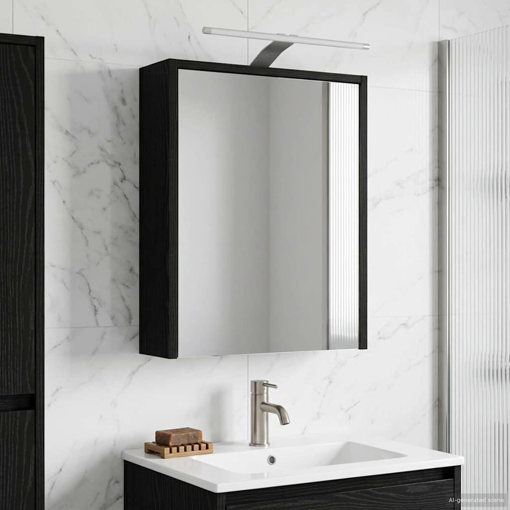 Bathroom Mirror Cabinet Black Oak 43 x 16 x 62.5 cm