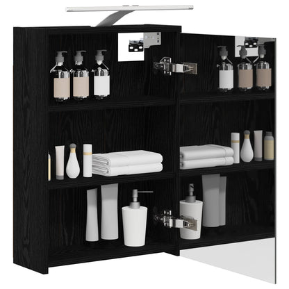 Bathroom Mirror Cabinet Black Oak 43 x 16 x 62.5 cm