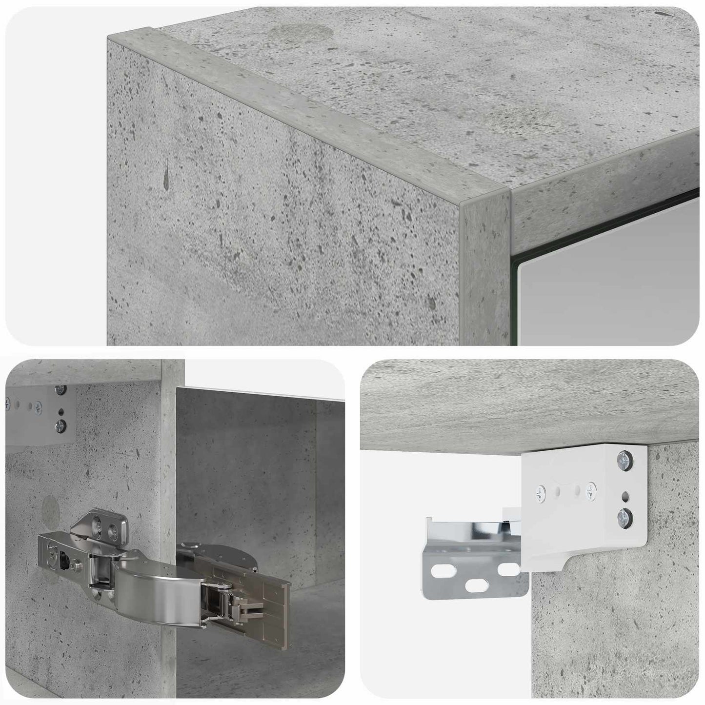 Bathroom Mirror Cabinet Concrete Grey 43 x 16 x 62.5 cm