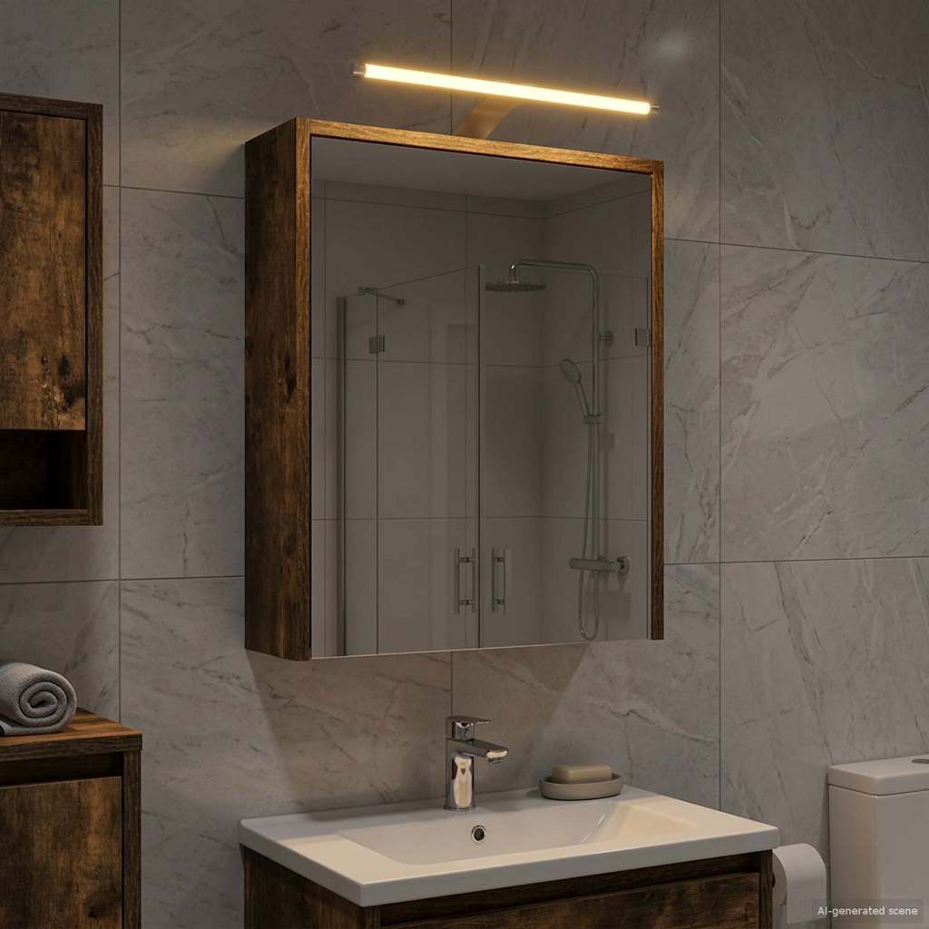 Bathroom Mirror Cabinet Smoked Oak 43 x 16 x 62.5 cm