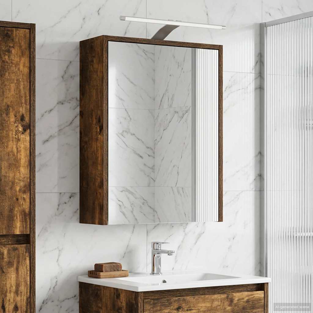 Bathroom Mirror Cabinet Smoked Oak 43 x 16 x 62.5 cm