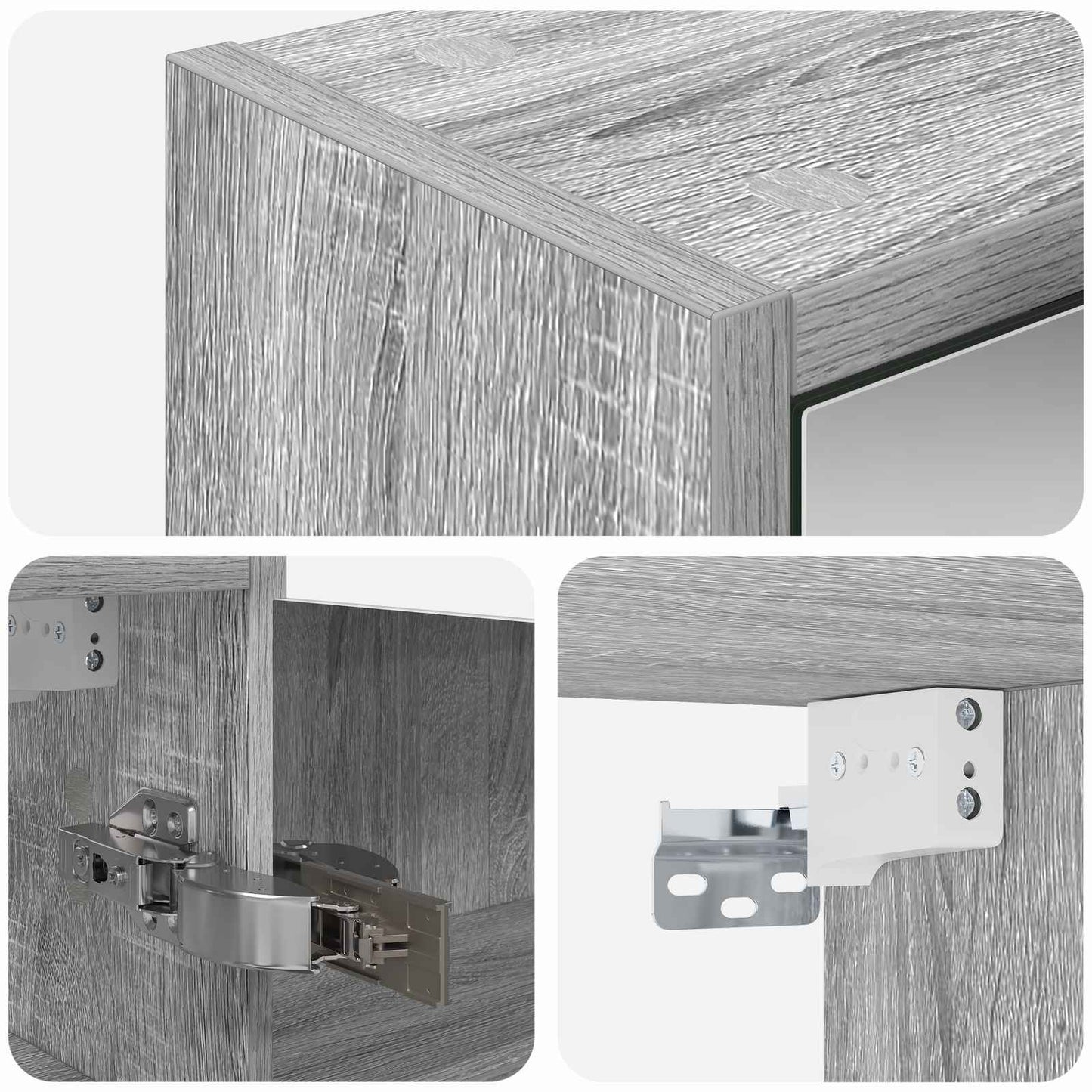 Bathroom Mirror Cabinet Grey Sonoma 43 x 16 x 62.5 cm