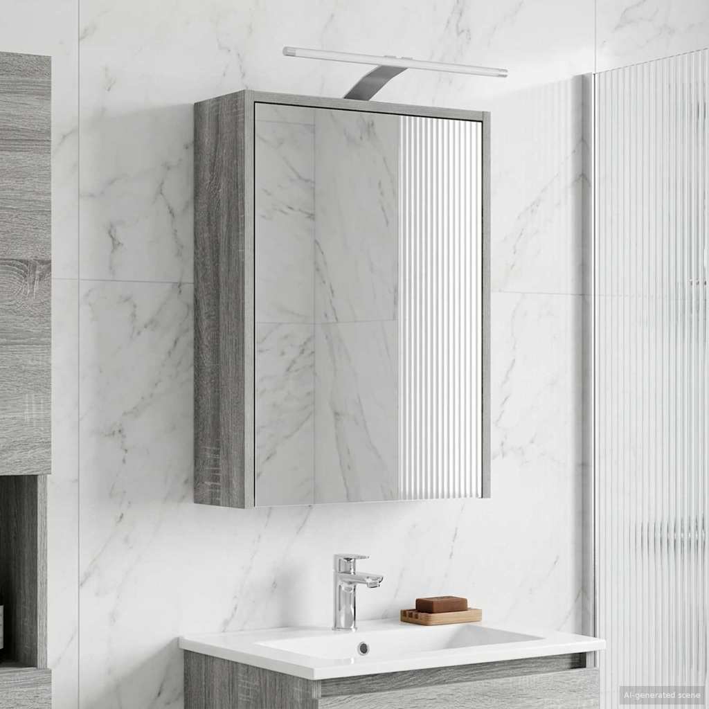 Bathroom Mirror Cabinet Grey Sonoma 43 x 16 x 62.5 cm