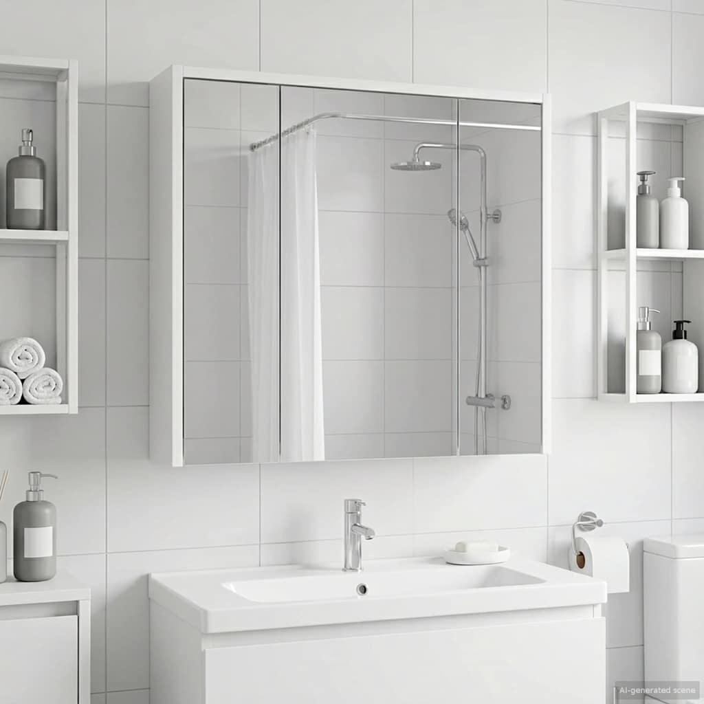 Bathroom Mirror Cabinet White 63.5 x 16 x 62.5 cm