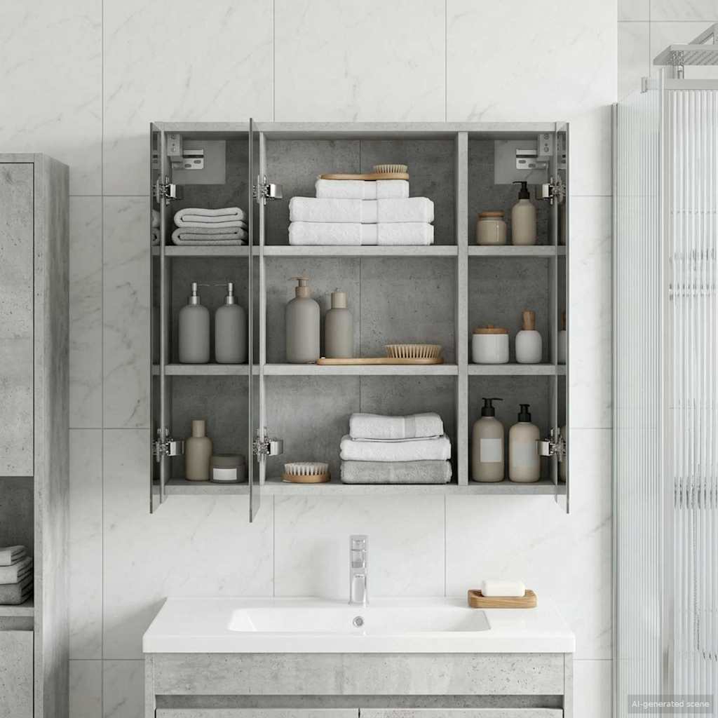 Bathroom Mirror Cabinet Concrete Grey 63.5 x 16 x 62.5 cm