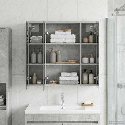 Bathroom Mirror Cabinet Concrete Grey 63.5 x 16 x 62.5 cm