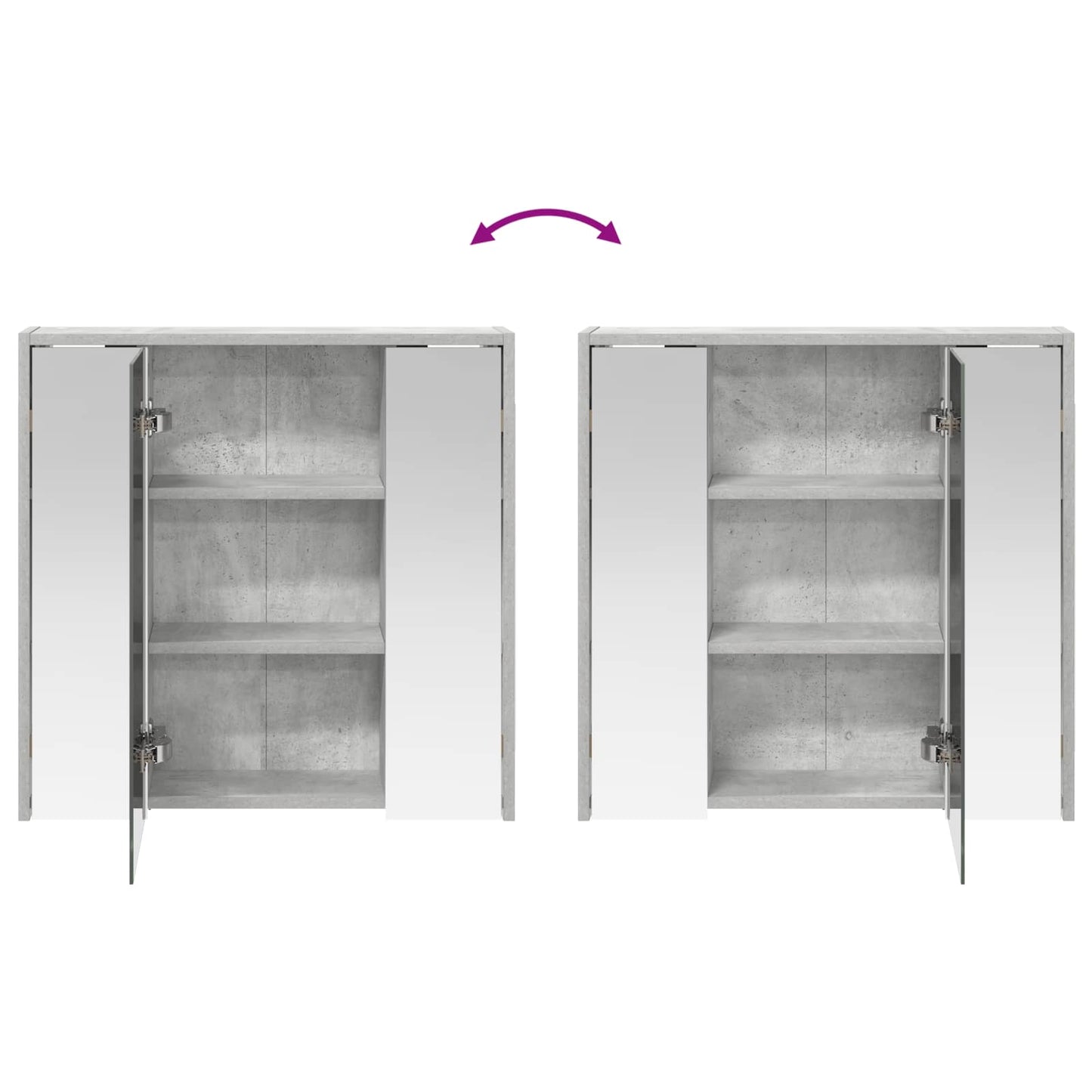 Bathroom Mirror Cabinet Concrete Grey 63.5 x 16 x 62.5 cm