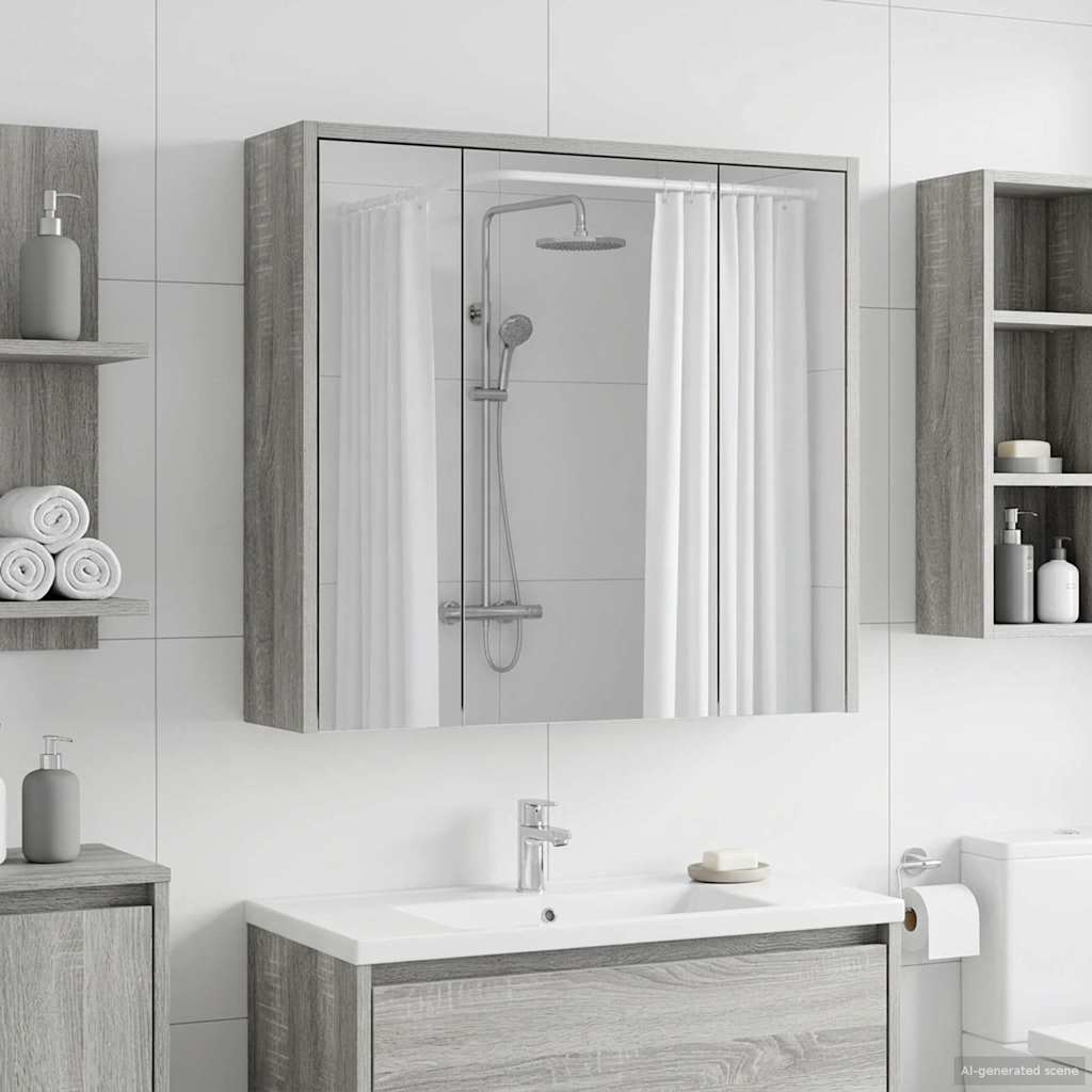 Bathroom Mirror Cabinet Grey Sonoma 63.5 x 16 x 62.5 cm