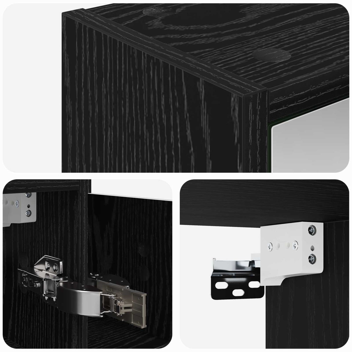 Bathroom Mirror Cabinet Black Oak 63.5 x 16 x 62.5 cm