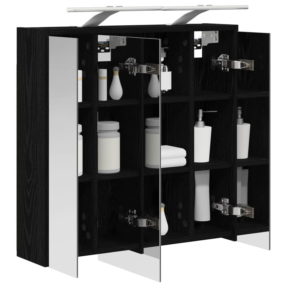 Bathroom Mirror Cabinet Black Oak 63.5 x 16 x 62.5 cm