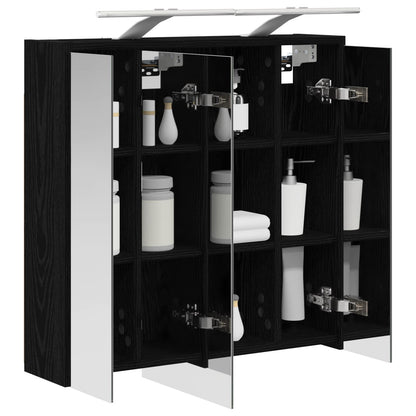 Bathroom Mirror Cabinet Black Oak 63.5 x 16 x 62.5 cm