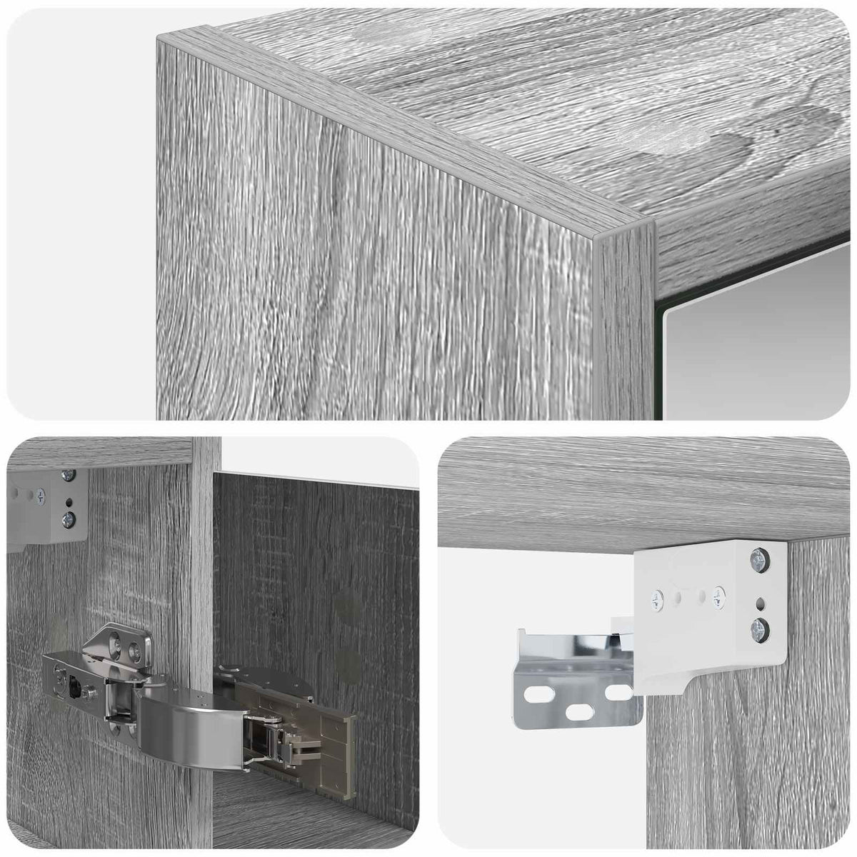 Bathroom Mirror Cabinet Grey Sonoma 63.5 x 16 x 62.5 cm
