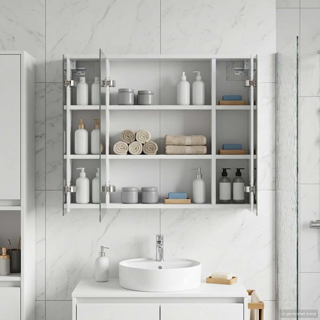 Bathroom Mirror Cabinet White 73.5 x 16 x 62.5 cm