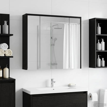Bathroom Mirror Cabinet Black Oak 73.5 x 16 x 62.5 cm