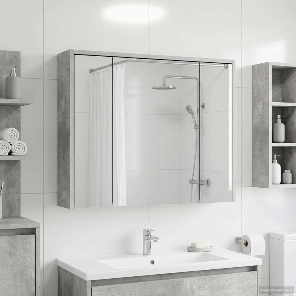 Bathroom Mirror Cabinet Concrete Grey 73.5 x 16 x 62.5 cm