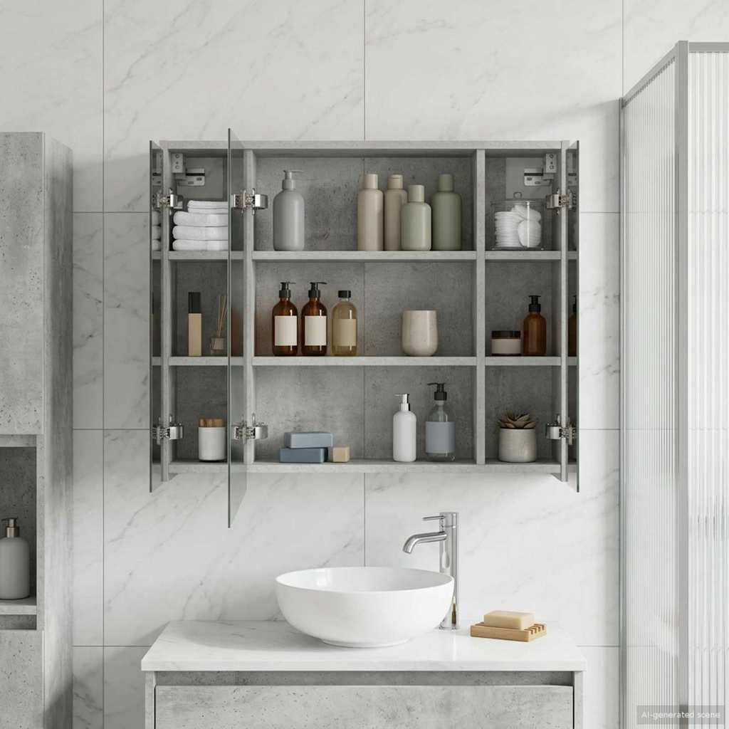 Bathroom Mirror Cabinet Concrete Grey 73.5 x 16 x 62.5 cm