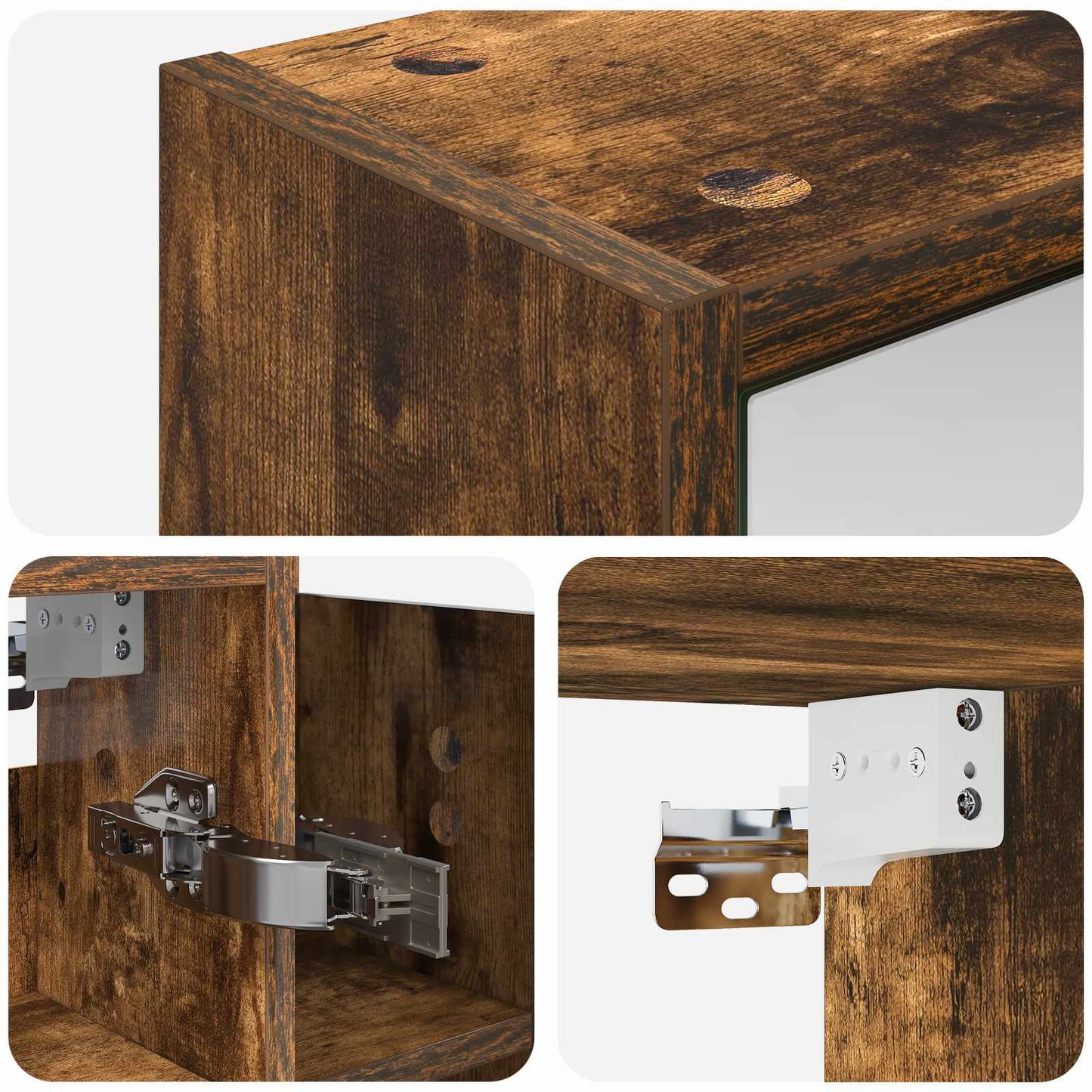 Bathroom Mirror Cabinet Smoked Oak 73.5 x 16 x 62.5 cm