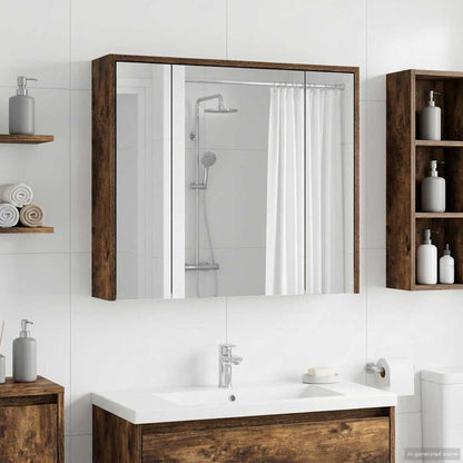 Bathroom Mirror Cabinet Smoked Oak 73.5 x 16 x 62.5 cm