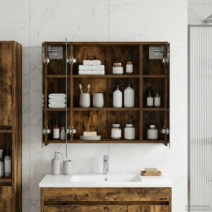 Bathroom Mirror Cabinet Smoked Oak 73.5 x 16 x 62.5 cm