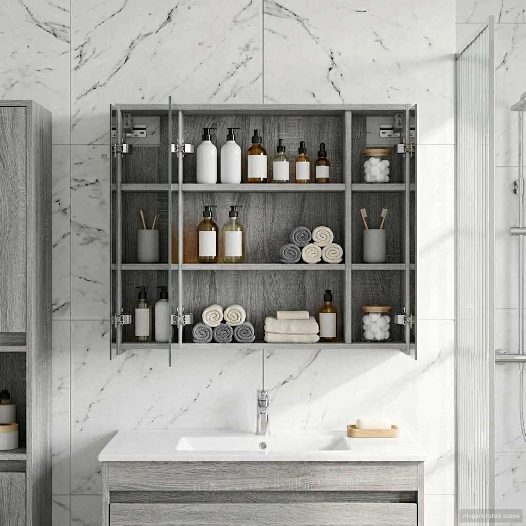 Bathroom Mirror Cabinet Grey Sonoma 73.5 x 16 x 62.5 cm