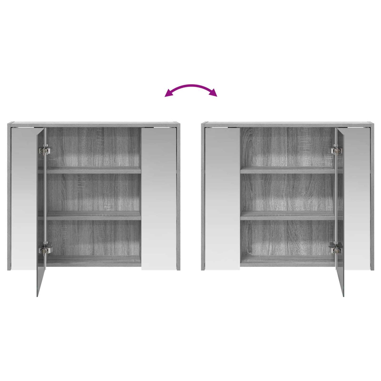 Bathroom Mirror Cabinet Grey Sonoma 73.5 x 16 x 62.5 cm