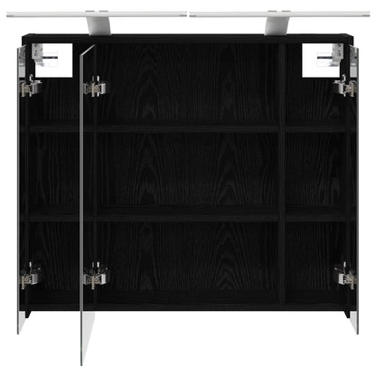 Bathroom Mirror Cabinet Black Oak 73.5 x 16 x 62.5 cm