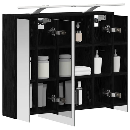 Bathroom Mirror Cabinet Black Oak 73.5 x 16 x 62.5 cm