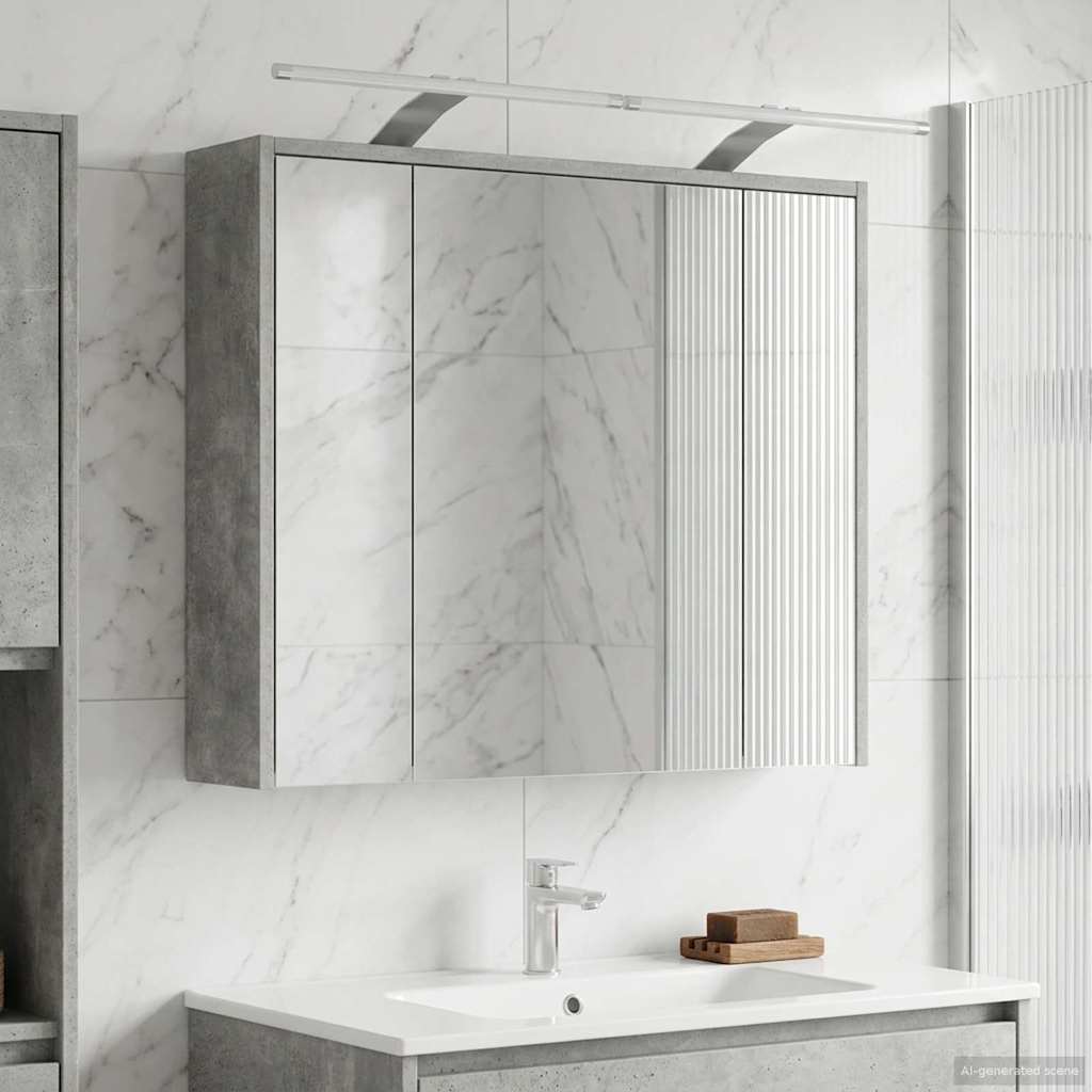 Bathroom Mirror Cabinet Concrete Grey 73.5 x 16 x 62.5 cm