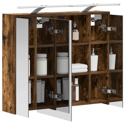 Bathroom Mirror Cabinet Smoked Oak 73.5 x 16 x 62.5 cm