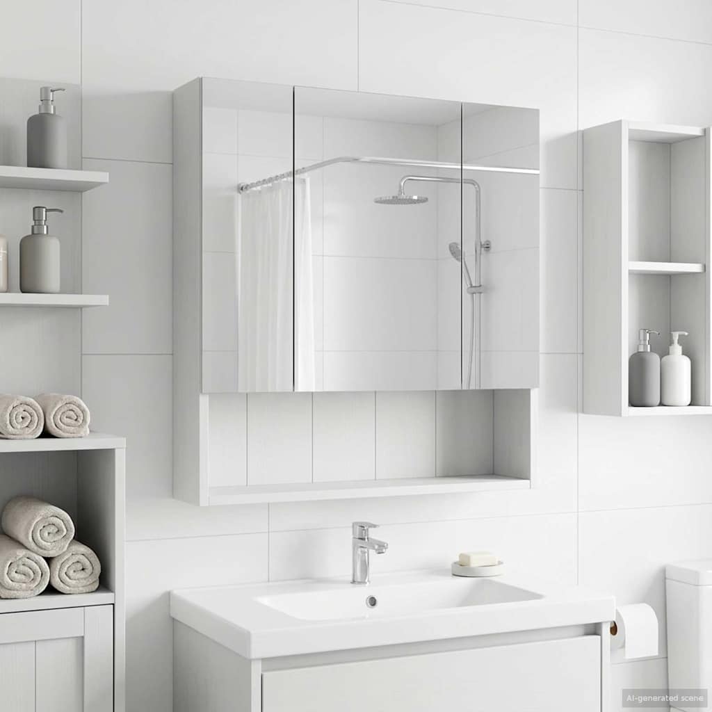 Bathroom Mirror Cabinet White 60 x 14.5 x 70 cm Engineered wood