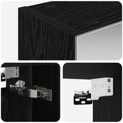 Bathroom Mirror Cabinet Black Oak 60 x 14.5 x 70 cm