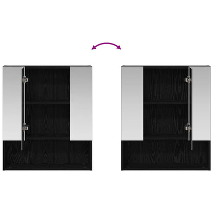 Bathroom Mirror Cabinet Black Oak 60 x 14.5 x 70 cm
