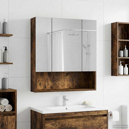 Bathroom Mirror Cabinet Smoked Oak 60 x 14.5 x 70 cm