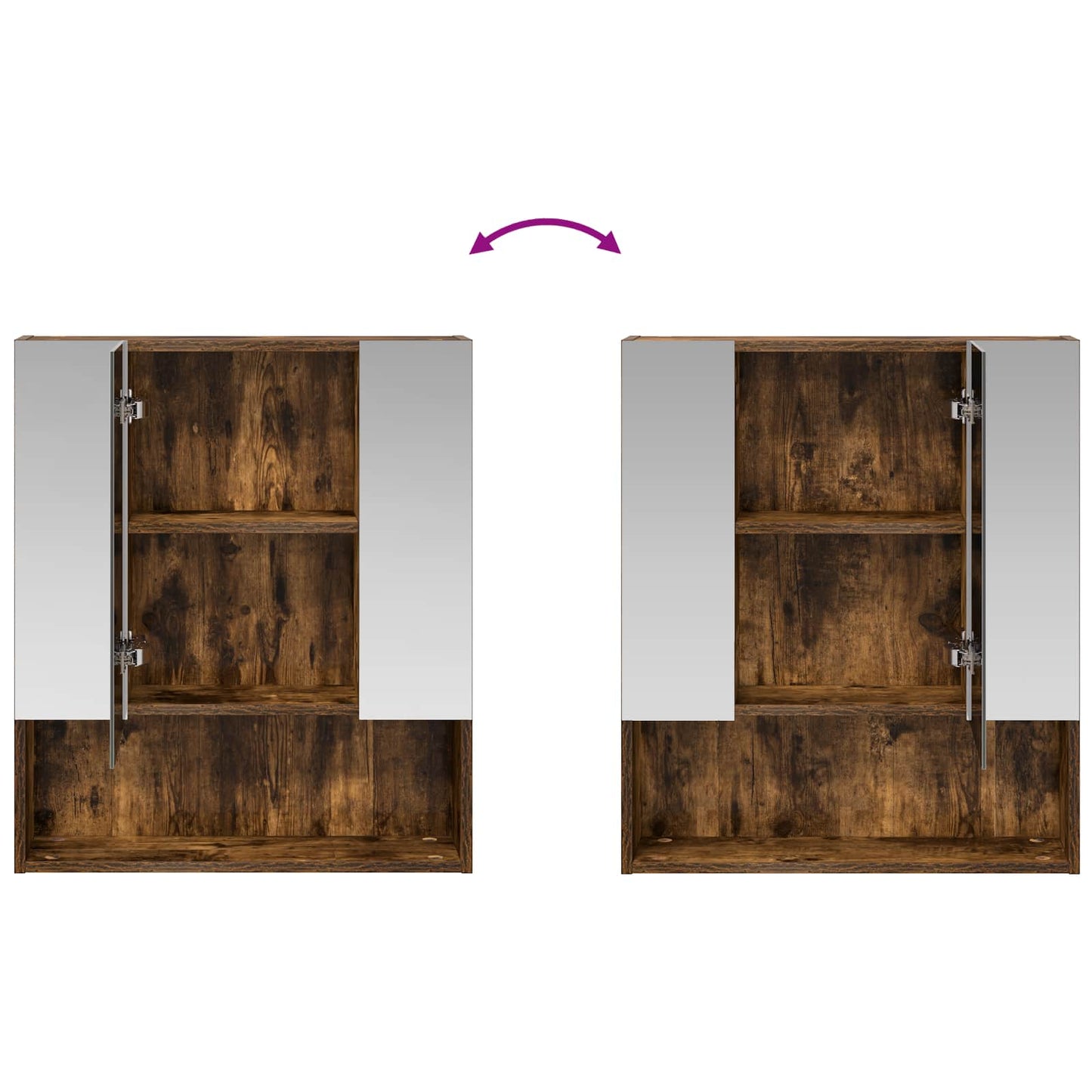 Bathroom Mirror Cabinet Smoked Oak 60 x 14.5 x 70 cm