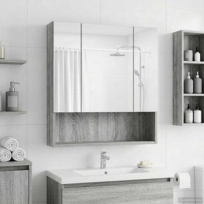 Bathroom Mirror Cabinet Grey Sonoma 60 x 14.5 x 70 cm