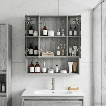 Bathroom Mirror Cabinet Grey Sonoma 60 x 14.5 x 70 cm
